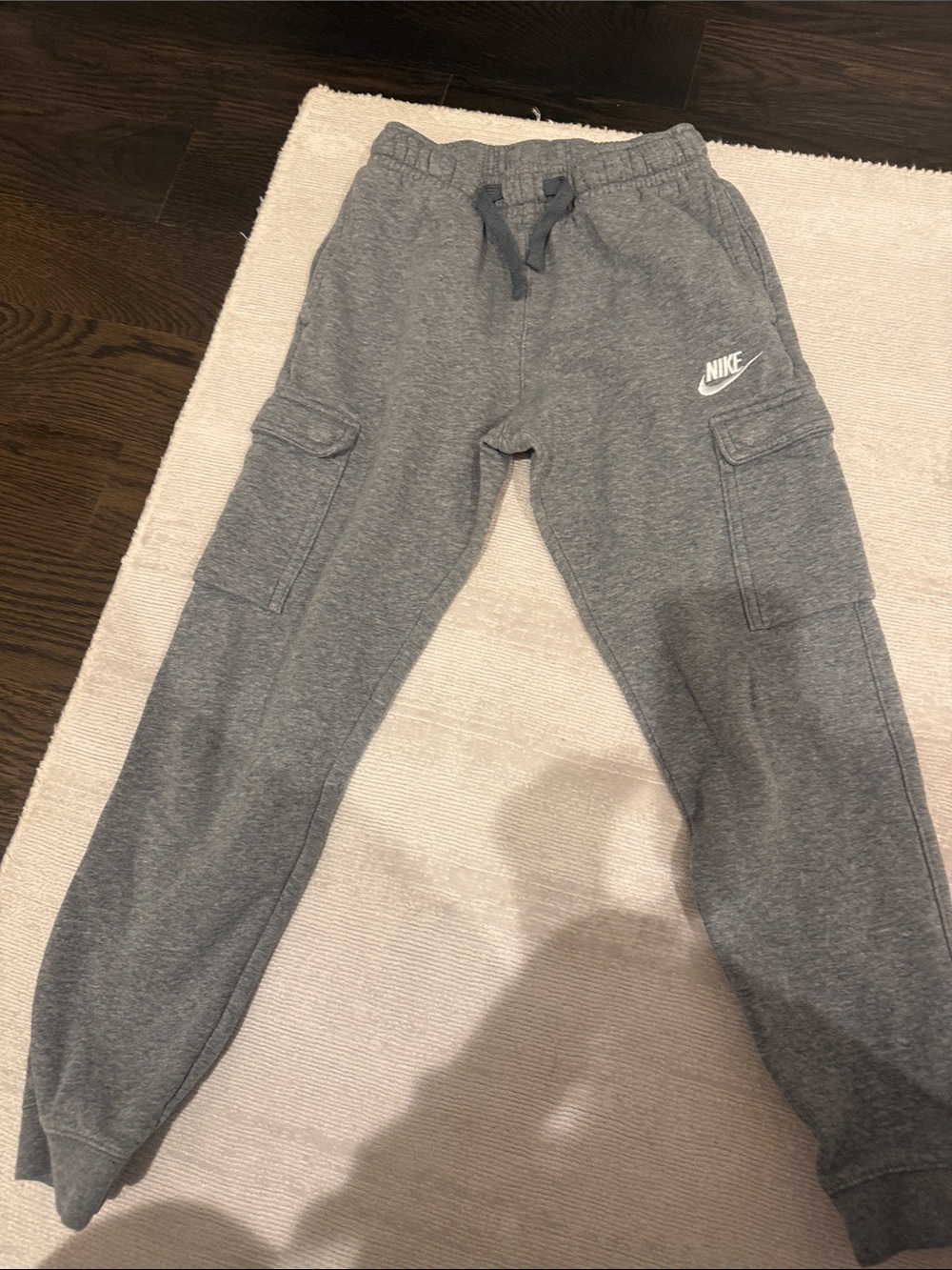 Nike Youth Heather Gray Cargo Sweatpants with Drawstring
